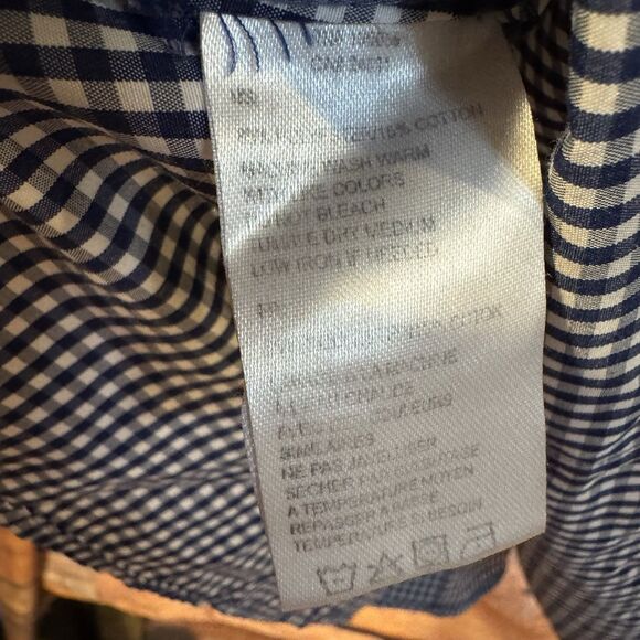 Chick-fil-A Blue White Plaid Oobe Team Style Work Shirt Uniform Top Womens Large - Picture 6 of 7